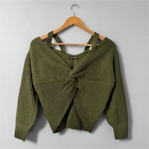 Olive Green Women's Crop Sweater Top Small Fashion Nova